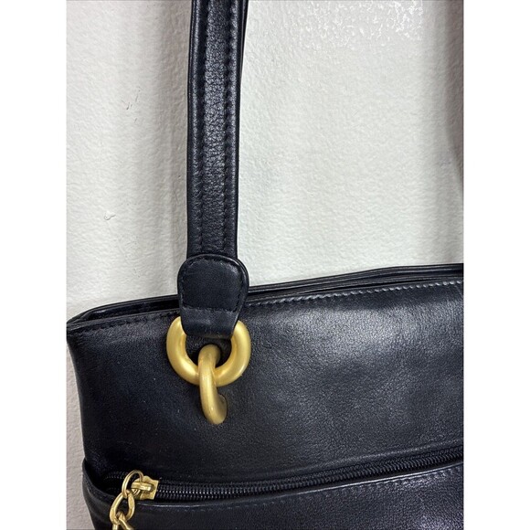 (X3) Tignanello leather  Vintage, Y2K black & gold Shoulder Bag - Picture 7 of 16